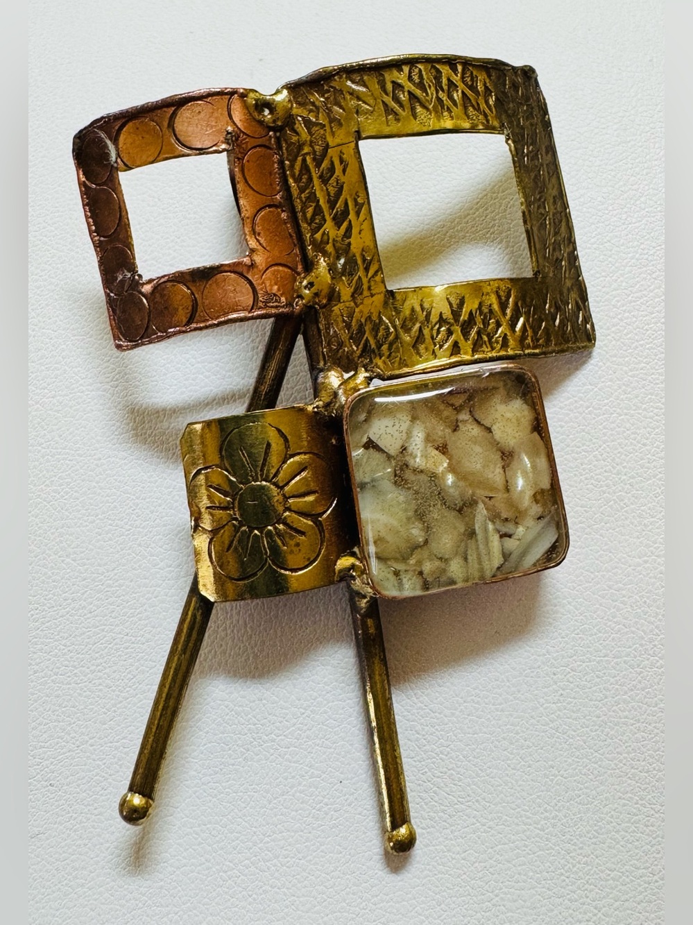 Handcrafted Artisan Brass and copper pendant